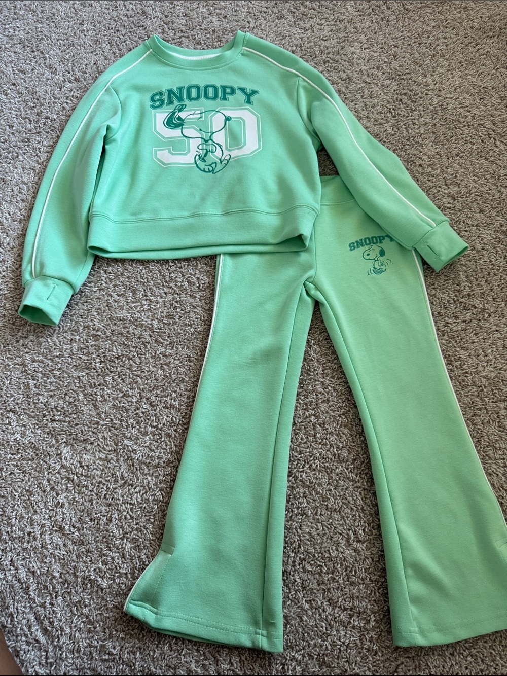 Peanuts Mint Green Snoopy Sweatshirt & Flared Joggers Set